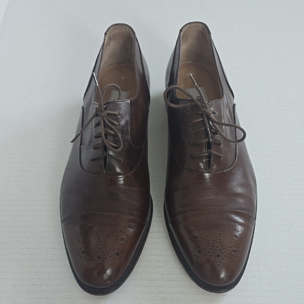 Bally Vintage Gino Leather Oxford Shoes 8.5 Dark Brown